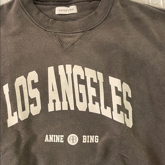 Anine Bing Charcoal Crewneck Sweatshirt Los Angeles - Picture 6 of 7
